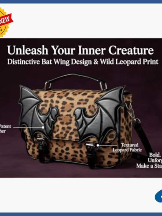Gothic Bat Wing Convertible Backpack Purse, Faux Leather, Adjustable Straps